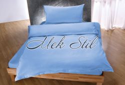 Едноцветно спално бельо за единично легло в синьо